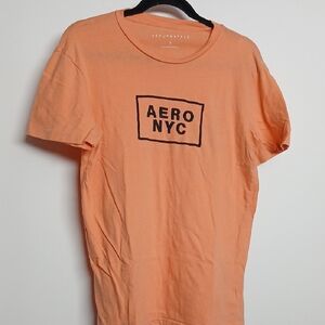 Aeropostale Men Orange Graphic Tee NYC Size small Shortsleeves
